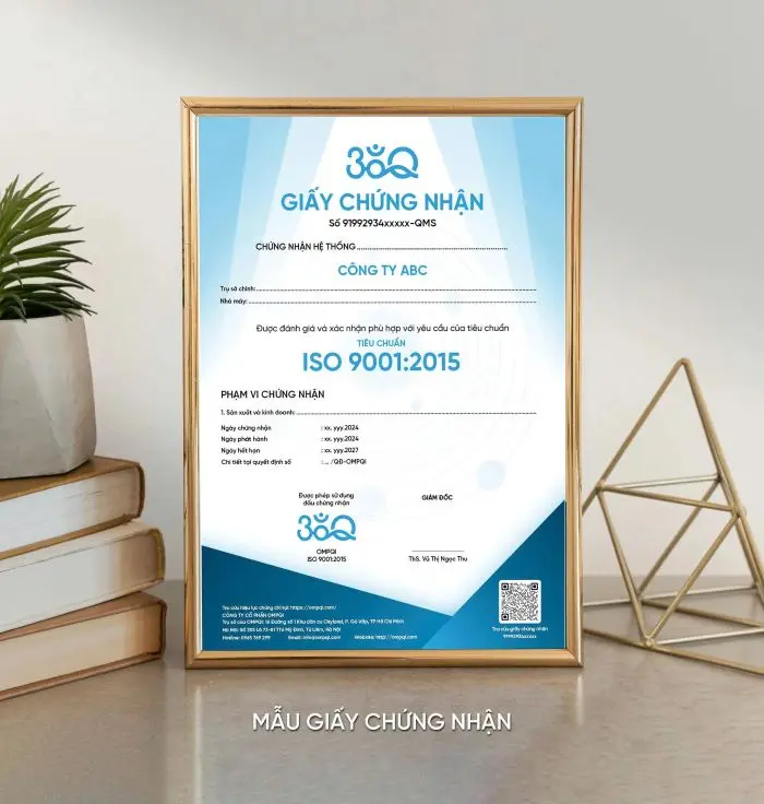 mẫu giấy chứng nhận iso 9001 bản tiếng việt
